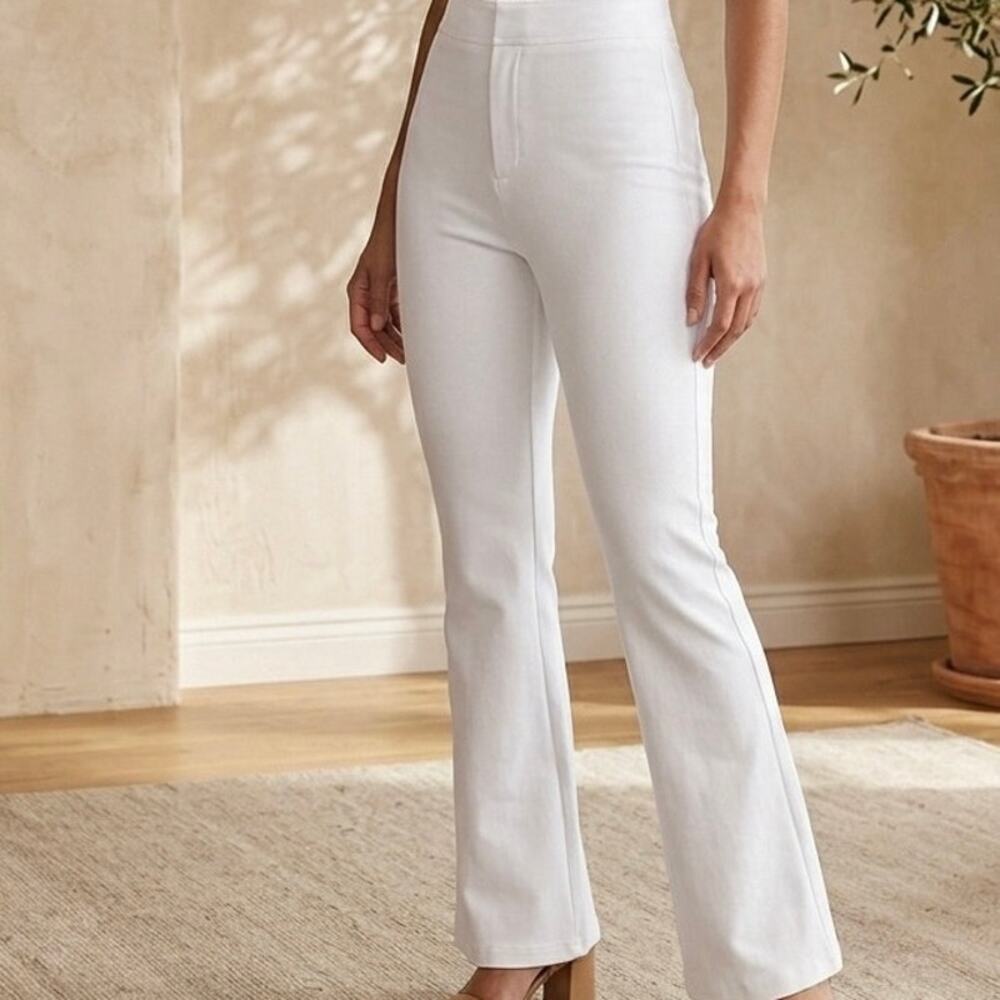 Halara Flex SculptKnit High Waisted Flare Work Pants White S Small Tall jeggings